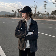 Load image into Gallery viewer, Women's Oversized Washed Denim Jacket – Hooded Loose Korean Style
