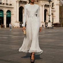 Load image into Gallery viewer, Round Neck Long Sleeve Polka Dot Sheath Dress
