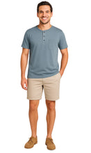 Load image into Gallery viewer, Men's Short Sleeve Henley Relaxed Fit Shirt with Pocket
