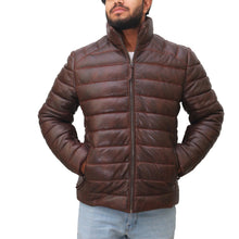 Load image into Gallery viewer, Men's Leather Puffer Down Jacket
