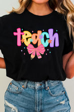 Load image into Gallery viewer, Black Teach Bow Graphic Holiday Tee
