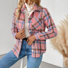 Load image into Gallery viewer, Checkered Fleece-Lined Shacket with Chest Pockets
