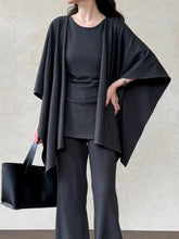 Load image into Gallery viewer, Urban Cape Shawl +Camisole + High Waist Flared Pants 3-Pieces Suit
