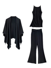 Load image into Gallery viewer, Urban Cape Shawl +Camisole + High Waist Flared Pants 3-Pieces Suit
