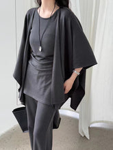 Load image into Gallery viewer, Urban Cape Shawl +Camisole + High Waist Flared Pants 3-Pieces Suit

