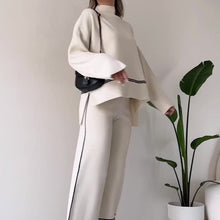 Load image into Gallery viewer, Women’s Solid Color Casual Two-Piece Set – Loose Top &amp; Bootcut Pants Suit
