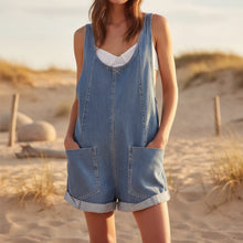 Load image into Gallery viewer, Women's Loose Denim Overall Shorts – Summer Streetwear Bib Shorts
