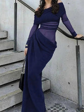 Load image into Gallery viewer, Off-Shoulder Long Sleeve Ruched : Bodycon Maxi Dress
