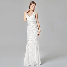 Load image into Gallery viewer, Sexy Long Dress Sleeveless V-neck Embroidered Sequin Slim Mermaid Dress
