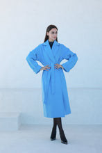 Load image into Gallery viewer, Classic Brushed Cashmere Wool Blend Overcoat in Azure
