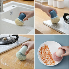 Load image into Gallery viewer, No-Scratch Kitchen Scrub Brush with Replaceable Fiber Scouring Balls – Anti-Scratch, Durable Handle for Non-Stick, Stainless Steel &amp; Ceramic Cookware
