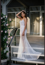 Load image into Gallery viewer, Ethereal Lace Sheer Long Robe with Flowing Train – Elegant Bridal Boudoir Gown
