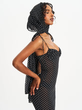 Load image into Gallery viewer, Yadira Black Base Polka Dot Chiffon Maxi Dress
