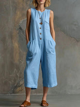 Load image into Gallery viewer, Women's Retro Sleeveless Wide-Leg Cropped Jumpsuit
