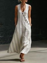 Load image into Gallery viewer, Women's V-Neck Diagonal Button Placket Cotton-Linen Shirt &amp; Wide-Leg Pants Set
