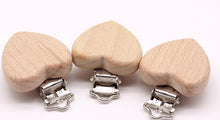 Load image into Gallery viewer, Modern Wood Naural Nipple Chain Accessories BPA Free Cute Modelling Beech Pacifier Clip Small Elephant Heart-shaped Holder for Pacifier
