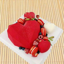 Load image into Gallery viewer, 1/8 Cavity 3D Diamond Love Heart Shape Mold Silicone Chocolate Cookie Muffin Baking Tool Sponge Mousse Dessert Cake Decorating Diamond Heart Love Shape Silicone Mousse Cake Dessert Chocolate Molds Tray White Red
