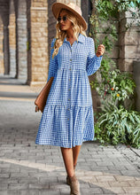 Load image into Gallery viewer, Gingham long sleeve dress
