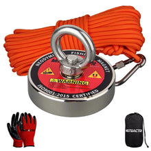 Load image into Gallery viewer, 180KG 300KG 500KG Fishing Magnet Label Design Salvage Magnet World Large Neodymium N52 Magnets Search 10M Rope
