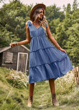 Load image into Gallery viewer, Tiered V neck dress with ties
