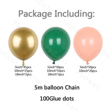 Load image into Gallery viewer, 186Pcs Peach Green Metallic Latex Balloon Set For Wedding Birthday Party Decoration Baby Showers Girls Party Bridal Showers
