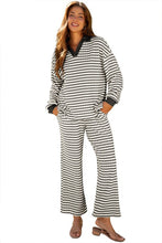Load image into Gallery viewer, Stripe Collared Top and Drawstring Pants Set
