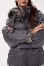 Load image into Gallery viewer, Reversible Genuine Silver Fox  Down Fill Coat
