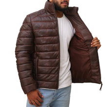 Load image into Gallery viewer, Men's Leather Puffer Down Jacket
