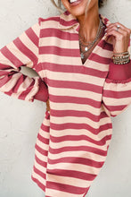 Load image into Gallery viewer, Classic Contrast Black Striped Collar Long Sleeve Mini Dress Stylish &amp; Trendy Casual Dress for Women
