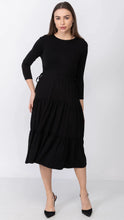 Load image into Gallery viewer, Tiered Drawstring Dress - Black
