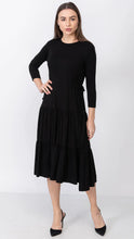 Load image into Gallery viewer, Tiered Drawstring Dress - Black
