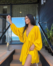 Load image into Gallery viewer, V-neck Lantern Sleeve Dress Fashion Loose Long-sleeved Dresses For Women Clothing
