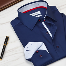 Load image into Gallery viewer, Alexander Button-Up Shirt With Contrast Details // Navy // Contemporary Fit (Regular)
