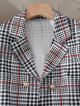Load image into Gallery viewer, Plus Size Plaid Skirt Suit for Women – Two-Piece Blazer and High Waist Skirt Set
