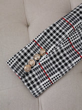 Load image into Gallery viewer, Plus Size Plaid Skirt Suit for Women – Two-Piece Blazer and High Waist Skirt Set
