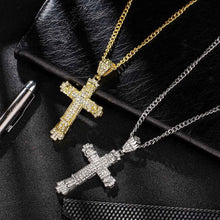 Load image into Gallery viewer, Iced Out Cross Necklace for Men - Sparkling Iced Out Men's Cross Pendant
