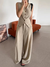 Load image into Gallery viewer, Drawstring Vest + Casual Wide-Leg Pants Two-Piece Set

