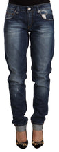 Load image into Gallery viewer, Acht Blue Washed Mid Waist Slim Fit Denim Folded Hem Jeans
