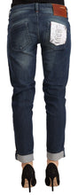 Load image into Gallery viewer, Acht Blue Washed Low Waist Skinny Denim Folded Hem Jeans
