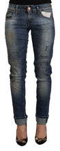 Load image into Gallery viewer, Acht Blue Washed Low Waist Folded Hem Slim Fit Jeans
