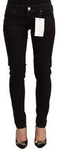 Load image into Gallery viewer, Acht Black Cotton Low Waist Skinny Denim Jeans
