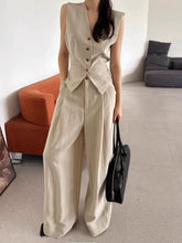 Load image into Gallery viewer, Drawstring Vest + Casual Wide-Leg Pants Two-Piece Set
