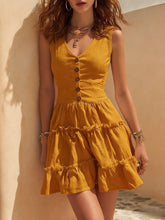 Load image into Gallery viewer, Women's Sleeveless Linen Button-Up Midi Dress
