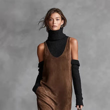 Load image into Gallery viewer, Women's Long Sleeve Shirt Dress | Elegant Straight-Cut Midi Dress for Work &amp; Travel
