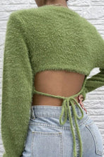 Load image into Gallery viewer, Fuzzy open back cropped sweater
