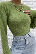 Load image into Gallery viewer, Fuzzy open back cropped sweater
