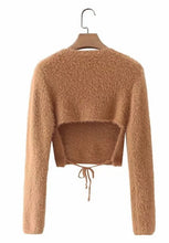 Load image into Gallery viewer, Fuzzy open back cropped sweater
