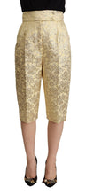 Load image into Gallery viewer, Dolce &amp; Gabbana Beige Floral Brocade High Waist Trouser Cropped Pants
