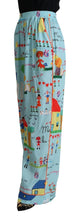 Load image into Gallery viewer, Dolce &amp; Gabbana Light Blue Drawing Mid Waist Wide Leg Pants

