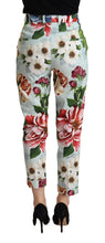 Load image into Gallery viewer, Dolce &amp; Gabbana Light Blue Fiori Print Cotton Trouser Tapered Pants
